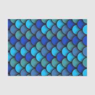 Papier Mousseline Écaille de Poisson Bleue et Verte Anniversaire Sou
