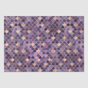 Papier Mousseline Écaille de sirène en feuille dorée et ombré violet