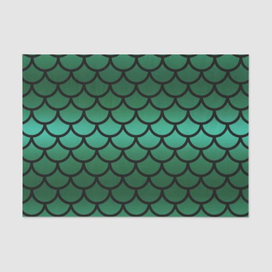 Papier Mousseline Écaille de Sirène Green & Black Poisson Fantastiqu (Recto)