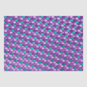 Papier Mousseline Écaille de sirène pailletée dégradé violet et bleu