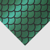 Papier Mousseline Écaille de sirène verte et noire Poisson fantaisie (Détail)
