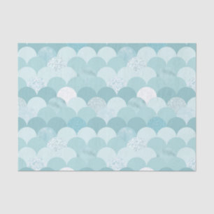 Papier Mousseline Échelle de sirène bleu cyan