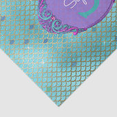 Papier Mousseline Échelle de sirène turquoise et violette Monogramme (Détail)
