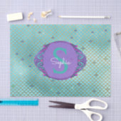 Papier Mousseline Échelle de sirène turquoise et violette Monogramme (Artisanat)