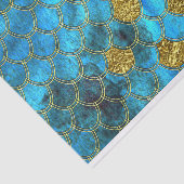Papier Mousseline Échelles bleues de sirène d'Aqua avec des parties (Détail)