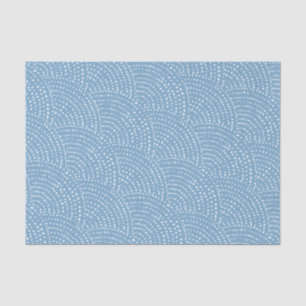 Papier Mousseline Échelles de points d'encre - gris bleu E sur blanc