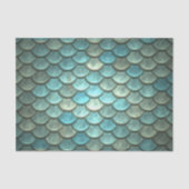 Papier Mousseline Échelles en Teal et argent (Recto)