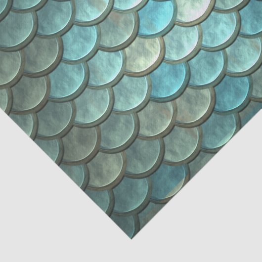 Papier Mousseline Échelles en Teal et argent (Détail)