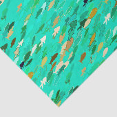 Papier Mousseline École de Poisson, Aqua, Vert et Or (Détail)