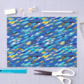 Papier Mousseline École de poisson, bleu foncé, blanc et turquoise (Artisanat)