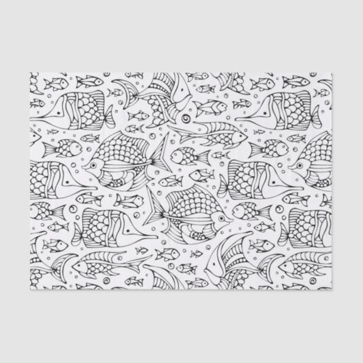 Papier Mousseline École Monochrome De Poisson (Recto)