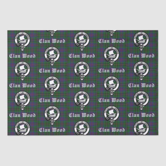 Papier Mousseline Ecosse Clan Wood Crest & Tartan (Recto)