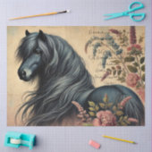 Papier Mousseline Écriture & Floral Élégant Poney Shetland (Artisanat)