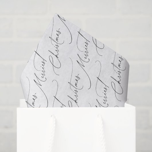 Papier Mousseline Écriture moderne noire Joyeux Noël (Sac cadeau)