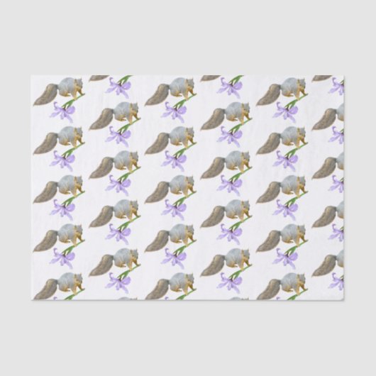 Papier Mousseline Écureuil avec papier Tissu Iris (Recto)