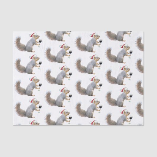 Papier Mousseline Écureuil de père Noël avec papier de fond (Recto)