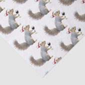 Papier Mousseline Écureuil de père Noël avec papier de fond (Détail)