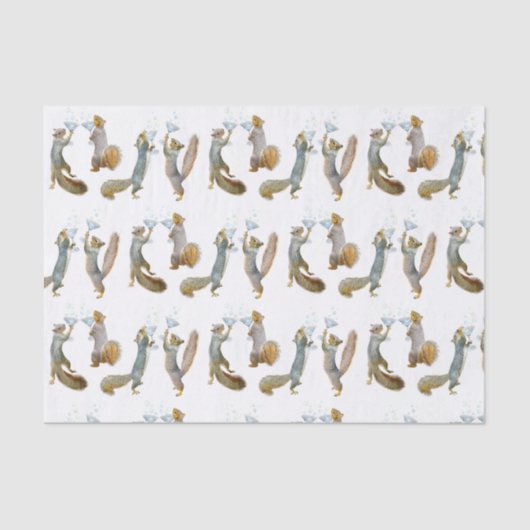 Papier Mousseline Écureuils avec papier de tissus martiniquais (Recto)