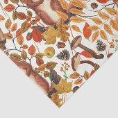 Papier Mousseline Écureuils d'automne et flore automnale sur le blan (Détail)