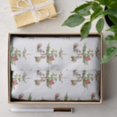 Papier Mousseline Écureuils et oiseaux Arbre Tissu Papier (Cadeau)