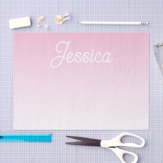 Papier Mousseline (Editable) Light Pink Color Ombre & Your Text (Artisanat)
