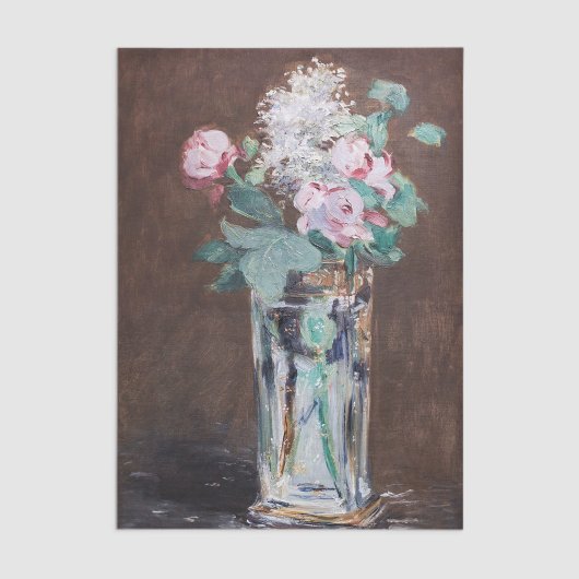 Papier Mousseline Edouard Manet - Fleurs dans un Vase de Cristal