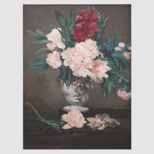 Papier Mousseline Edouard Manet - Vase de pivoines sur petit piédest