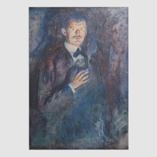 Papier Mousseline Edvard Munch - Autoportrait avec cigarette