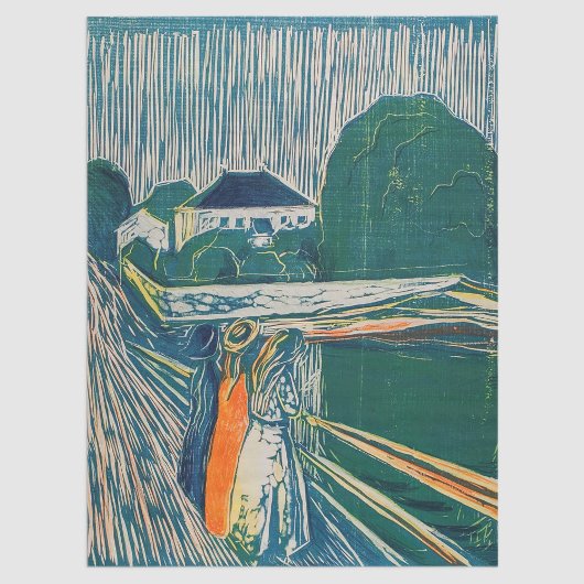 Papier Mousseline Edvard Munch - Les filles sur le pont, Lithographe