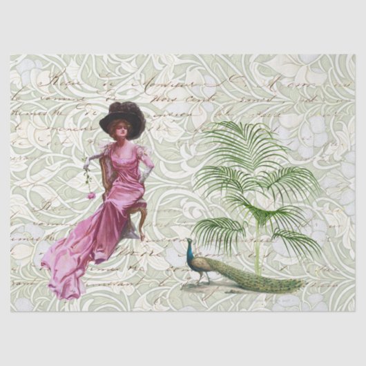 Papier Mousseline Edwardian Lady, Peacock avec l'écriture papier de (Recto)