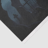 Papier Mousseline Eerie Éffrayant Graveyard avec Pleine lune et chat (Détail)