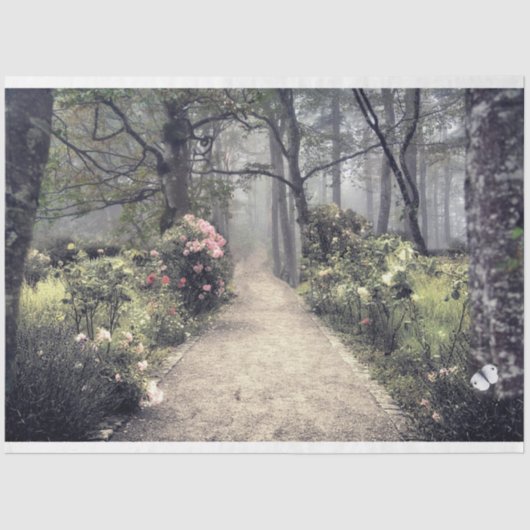 Papier Mousseline Eerie Victorian Garden Path Decoupage Tissu Papier (Recto)