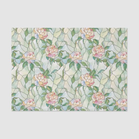 Papier Mousseline Effet de verre tendu rose et blanc clair (Recto)