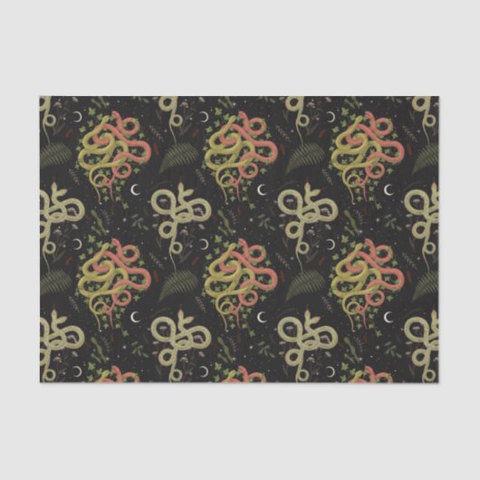 Papier Mousseline Éffrayant à deux visages serpents Lune Feuilles Ha (Recto)