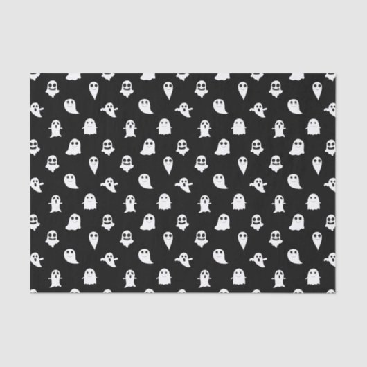 Papier Mousseline Éffrayant Boo Ghost Black and White motif Hallowee (Recto)