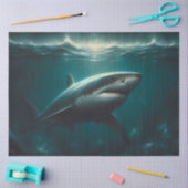 Papier Mousseline Éffrayant Grand requin blanc Dramatique Découpage (Artisanat)