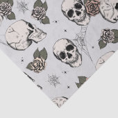 Papier Mousseline Éffrayant gris clair Floral Petit Crâne Halloween (Détail)