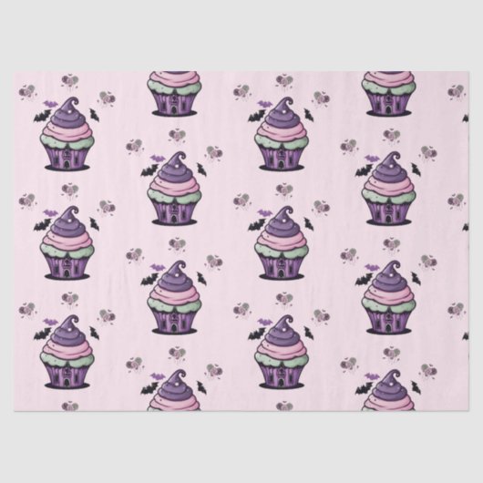 Papier Mousseline Éffrayant mignon Cupcake & Lollipops chauves-souri (Recto)