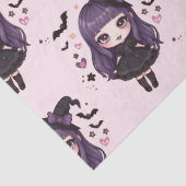 Papier Mousseline Éffrayant mignon fille sorcière violet motif (Détail)