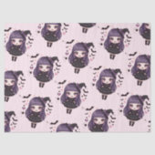 Papier Mousseline Éffrayant mignon fille sorcière violet motif (Recto)