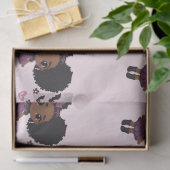 Papier Mousseline Éffrayante mignonne fille mauve motif afro-puff (Cadeau)
