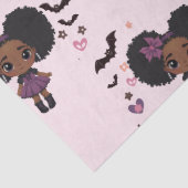 Papier Mousseline Éffrayante mignonne fille mauve motif afro-puff (Détail)