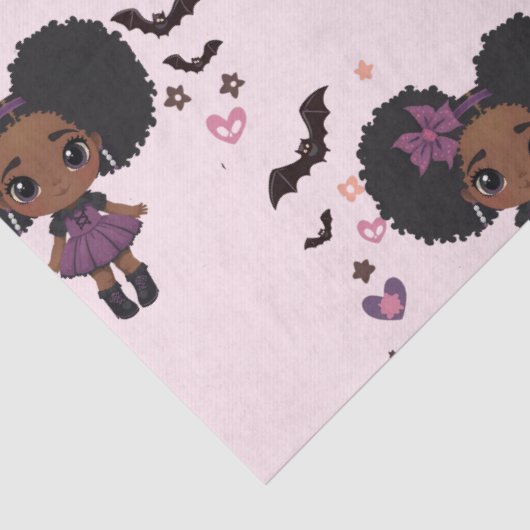 Papier Mousseline Éffrayante mignonne fille mauve motif afro-puff (Détail)
