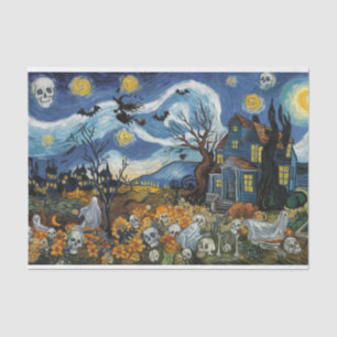 Papier Mousseline Éffrayante nuit-Halloween Ghoost Crâne hantée Mais