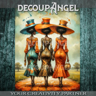 Papier Mousseline Elégance africaine Trois femmes en Harmonie Découp