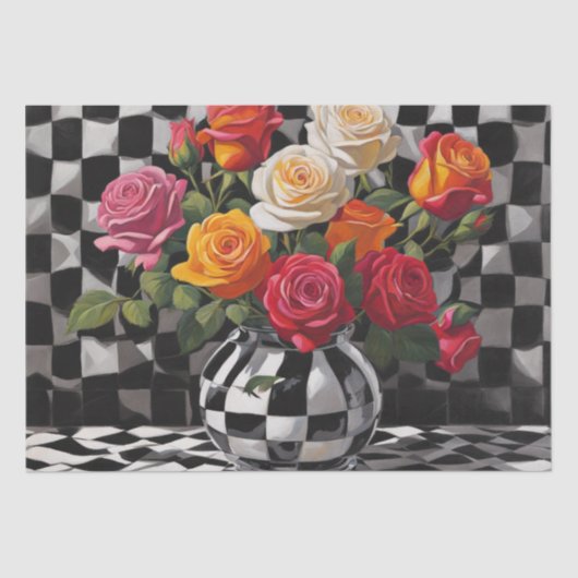 Papier Mousseline Élégance : Bouquet de roses dans une découpage arl (Recto)