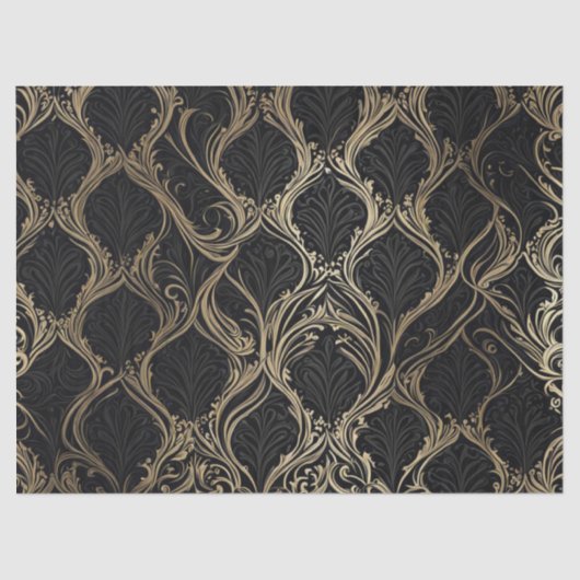 Papier Mousseline Elégance dorée sur papier découpage noir (Recto)