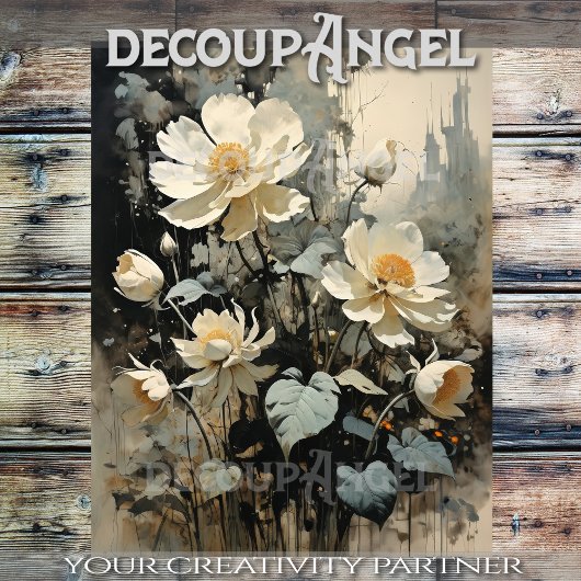 Papier Mousseline Élégance du Rose rustique blanc - Découpage -