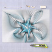 Papier Mousseline Élégance florale Art moderne Abstrait bleu fractal (Artisanat)