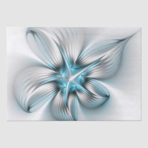 Papier Mousseline Élégance florale Art moderne Abstrait bleu fractal